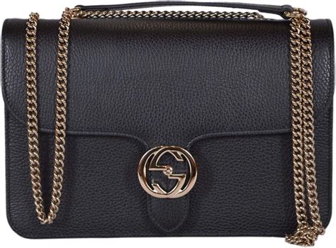 Gucci Women's Black Leather 510304 Interlocking GG 